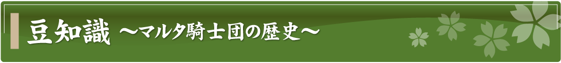 豆知識～マルタ騎士団の歴史～