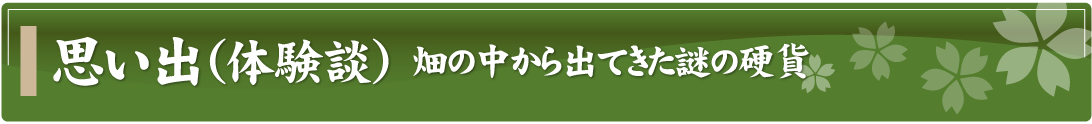 思い出（体験談）～畑の中から出てきた謎の硬貨～