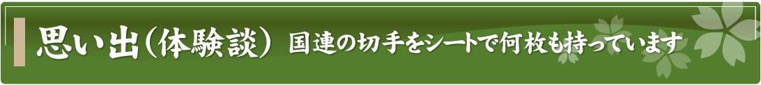 思い出（体験談）～国連の切手をシートで何枚も持っています～