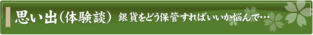 思い出（体験談）～銀貨をどう保管すればいいか悩んで…～