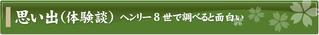 思い出（体験談）～ヘンリー8世で調べると面白い～